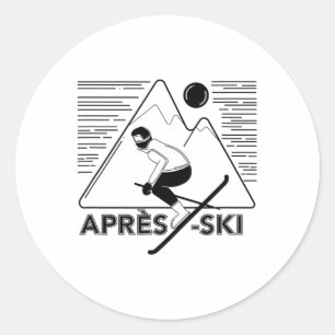 Adesivo Redondo Engraçado Apres Ski - Excelente Neve Aover Present