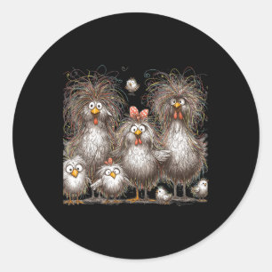 Adesivo Redondo Engraçado Arte de Frango Eagerlys Colorida
