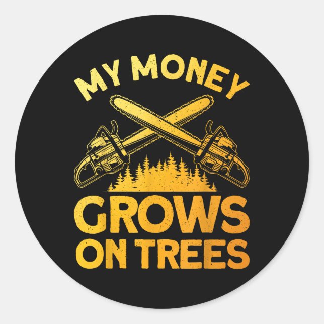 Adesivo Redondo Engraçado Arte Lumberjack Para Homens Cutter Saw L (Frente)