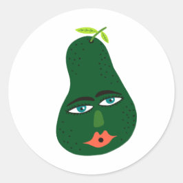 Adesivo Redondo Engraçado Avocado Whimsical