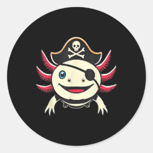 Adesivo Redondo Engraçado Axolotl Pirate Cute Halloween Figurume T