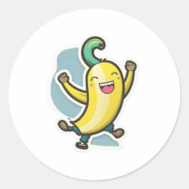 Adesivo Redondo Engraçado Banana Sticker