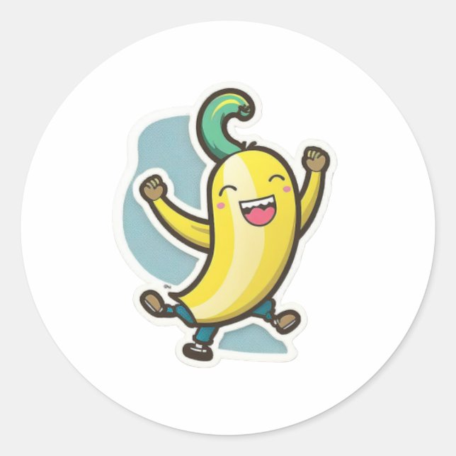 Adesivo Redondo Engraçado Banana Sticker (Frente)