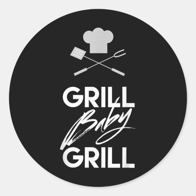 Adesivo Redondo Engraçado Barbecue Citação Shirt Grill Baby Grill  (Frente)