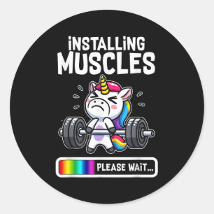 Adesivo Redondo Engraçado Belo Unicorn Workout Gym Malhação Welevt
