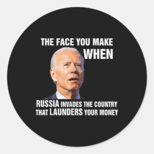 Adesivo Redondo Engraçado Biden Que Você Faz Quando A Rússia Invad