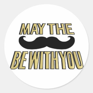 Adesivo Redondo Engraçado bigode- Que o bigode esteja com você