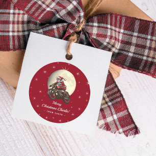 Adesivo Redondo Engraçado Biker do presente de Natal do Papai noel