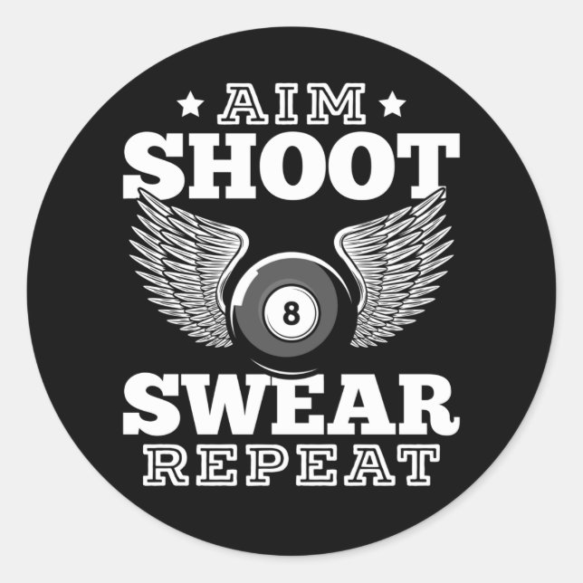 Adesivo Redondo Engraçado Billard Retro 8 Ball Dizendo (Frente)