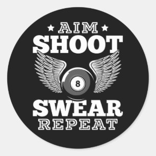 Adesivo Redondo Engraçado Billard Retro 8 Ball Dizendo