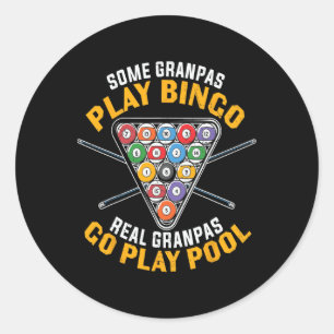 Adesivo Redondo Engraçado Billiard Piscina Vovô Professional Billi
