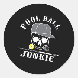 Adesivo Redondo Engraçado Billiards Piscina Hall Junkie Para Jogad