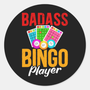 Adesivo Redondo Engraçado Bingo Balls Sarcástico Jogador de Bing