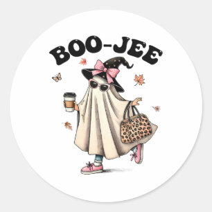 Adesivo Redondo Engraçado Boo Jee Ghost Halloween Boo Jee Ghost Sp
