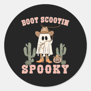 Adesivo Redondo Engraçado Boot Scootin Spookin Cowboy Ghost Men To