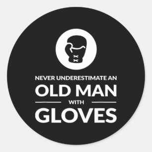 Adesivo Redondo Engraçado Boxer Old Man T Shirt Gift