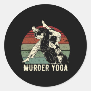 Adesivo Redondo Engraçado Brazilian Jiu Jitsu Bjj Assassinato Yoga