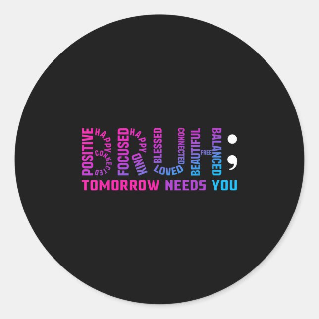 Adesivo Redondo Engraçado Bruh Amanhã Precisa De Sua Saúde Mental  (Frente)