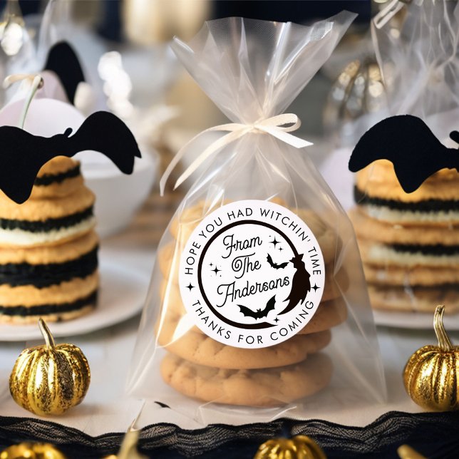 Adesivo Redondo Engraçado Bruxa Bonita Halloween Obrigado Por (Criador carregado)