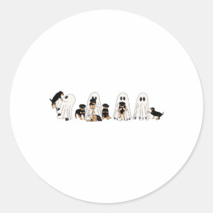 Adesivo Redondo Engraçado Bruxa Rottweiler Cachorros Fantasmas Em