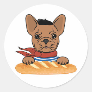 Adesivo Redondo Engraçado Buldogue Francês - Perdão Meu Francês