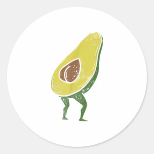 Adesivo Redondo Engraçado Bumbum Avocado Seed Vegan Guacamole