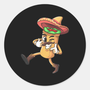 Adesivo Redondo Engraçado Burrito Mexicano Cinco De Mayo Fiesta Co