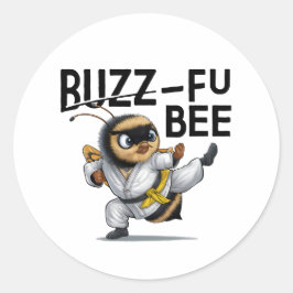Adesivo Redondo Engraçado Buzz-Fu Bee Artes Marciais