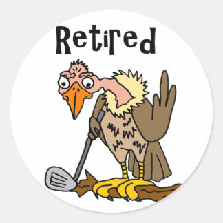 Adesivo Redondo Engraçado Buzzard Jogando Golfe Cartoon Aposentado