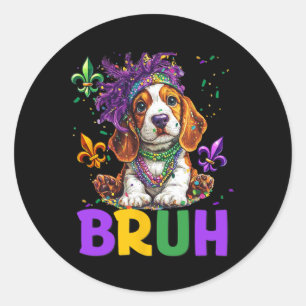 Adesivo Redondo Engraçado Bybet Hound Dog Bruh Meme Para Mardi Gra