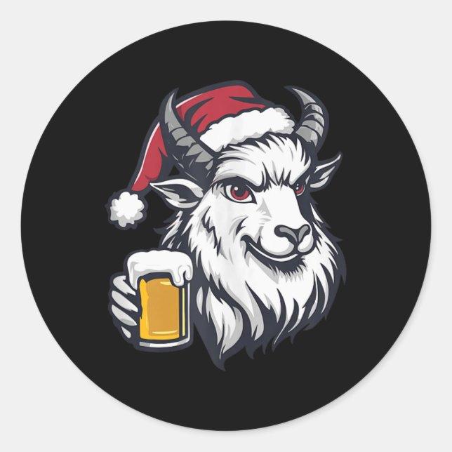 Adesivo Redondo Engraçado Cabra De Natal Com BD (Frente)