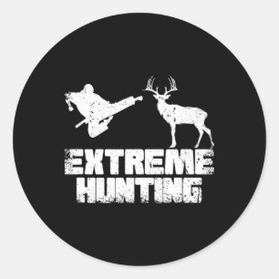 Adesivo Redondo Engraçado Caça Extreme Deer Karate Karate Martial 
