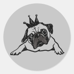 Adesivo Redondo Engraçado Cachorro Rei