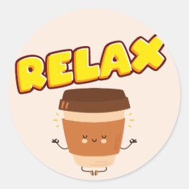Adesivo Redondo Engraçado Café relaxe Clássico Redondo