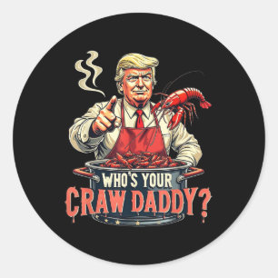 Adesivo Redondo Engraçado Cajun ferve mariscos E Seu Crawaddy