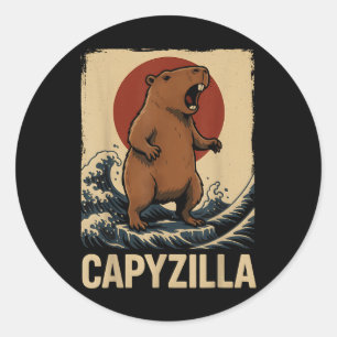 Adesivo Redondo Engraçado Capybara Boys Raparigas Crianças Mens Ca