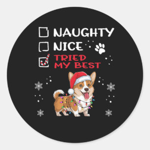 Adesivo Redondo Engraçado Cardigan Welsh Corgi Cachorro Naughn