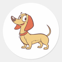 Adesivo Redondo Engraçado Cartoon Dachshund Dog