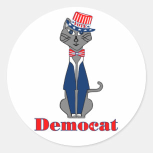 Adesivo Redondo Engraçado Cat Vote Democat Política