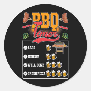 Adesivo Redondo Engraçado CHURRASCO Griller Meat Lover Barbecue G