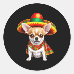 Adesivo Redondo Engraçado Cinco De Mayo Chihuahua Dog Amante S Mex