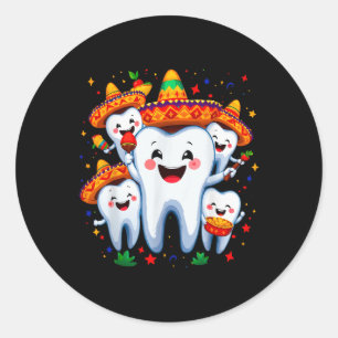 Adesivo Redondo Engraçado Cinco De Mayo Dentista Dental Fiesta Ass