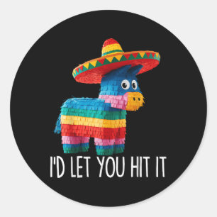 Adesivo Redondo Engraçado Cinco De Mayo Funny Pinata Sombrero Hat