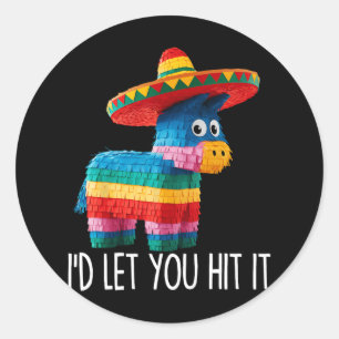 Adesivo Redondo Engraçado Cinco De Mayo Funny Pinata Sombrero Hat