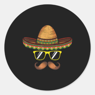 Adesivo Redondo Engraçado Cinco De Mayo Funny Sombrero Hat Com Sun