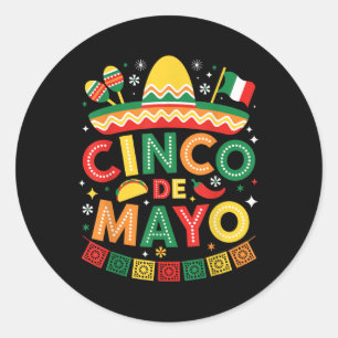 Adesivo Redondo Engraçado Cinco De Mayo Mexicano Sombrero Hábitos