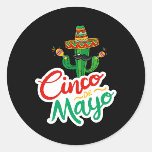 Adesivo Redondo Engraçado Cinco De Mayo Para O Partido Mexicano 1