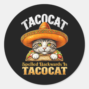 Adesivo Redondo Engraçado Cinco De Mayo Tacocat Ortografou Para Tr