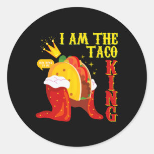 Adesivo Redondo Engraçado Cinco De Mayo Tee Eu Sou O Taco King
