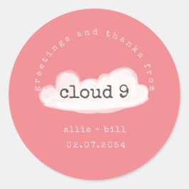 Adesivo Redondo Engraçado Cloud 9 Pastel Rosa Humoroso Obrigado